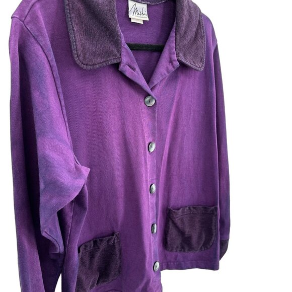 Vintage Mishi Womens Purple Pigment Dyed Button-Up Cardigan With Pockets Size M - Picture 2 of 7
